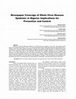 Research paper thumbnail of Newspaper Coverage of Ebola Virus DiseaseEpidemic in Nigeria: Implications forPrevention and Control