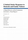 Research paper thumbnail of Criminal justice responses to domestic and family violence: a rapid review of the literature