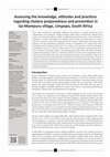 Research paper thumbnail of Assessing the knowledge, attitudes and practices regarding cholera preparedness and prevention in Ga-Mampuru village, Limpopo, South Africa