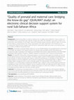 Research paper thumbnail of “Quality of prenatal and maternal care: bridging the know-do gap” (QUALMAT study): an electronic clinical decision support system for rural Sub-Saharan Africa