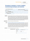 Research paper thumbnail of 3D printers in dentistry: a review of additive manufacturing techniques and materials