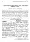 Research paper thumbnail of Currency Recognition System for Blind people using ORB Algorithm