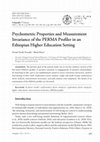 Research paper thumbnail of Psychometric Properties and Measurement Invariance of the PERMA Profiler in an Ethiopian Higher Education Setting