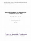 Research paper thumbnail of India’s Experience with ICT in the Health Sector: Lessons for sub-Saharan Africa