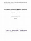 Research paper thumbnail of COVID-19 in India: Issues, Challenges and Lessons