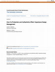 Research paper thumbnail of How Co-Production and Authenticity Affect: Experience Design Management