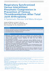 Research paper thumbnail of Respiratory Synchronized Versus Intermittent Pneumatic Compression in Prevention of Venous Thromboembolism After Total Joint Arthroplasty: A Systematic Review and Meta-Analysis