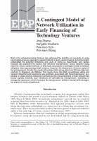 Research paper thumbnail of A Contingent Model of Network Utilization in Early Financing of Technology Ventures