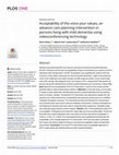 Research paper thumbnail of Acceptability of the voice your values, an advance care planning intervention in persons living with mild dementia using videoconferencing technology