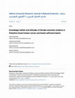 Research paper thumbnail of Knowledge, beliefs and attitudes of female university students in Palestine toward breast cancer and breast self-examination