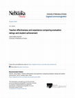 Research paper thumbnail of Teacher effectiveness and experience comparing evaluation ratings and student achievement