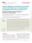 Research paper thumbnail of Arterial stiffening is a heritable trait associated with arterial dilation but not wall thickening: a longitudinal study in the twins UK cohort