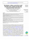 Research paper thumbnail of Inclusion values, practices and intellectual capital predicting organizational outcomes