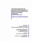 Research paper thumbnail of Experimental Plan for Commercial SNF Degradation in Repository Environments with a Focus on Fracture Matrix Degradation