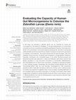 Research paper thumbnail of {"__content__"=>"Evaluating the Capacity of Human Gut Microorganisms to Colonize the Zebrafish Larvae ().", "i"=>{"__content__"=>"Danio rerio"}}