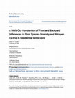 Research paper thumbnail of A multi-city comparison of front and backyard differences in plant species diversity and nitrogen cycling in residential landscapes