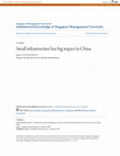 Research paper thumbnail of Small infrastructure has big impact in China