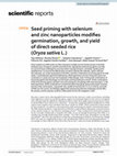 Research paper thumbnail of Seed priming with selenium and zinc nanoparticles modifies germination, growth, and yield of direct-seeded rice (Oryza sativa L.)