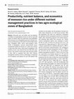 Research paper thumbnail of Productivity, nutrient balance, and economics of monsoon rice under different nutrient management practices in two agro-ecological zones of Bangladesh