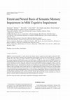 Research paper thumbnail of Extent and neural basis of semantic memory impairment in mild cognitive impairment