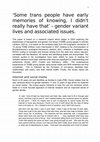 Research paper thumbnail of 'Some trans people have early memories of knowing, I didn't really have that'gender variant lives and associated issues