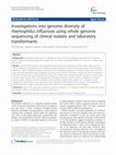 Research paper thumbnail of Investigations into genome diversity of Haemophilus influenzae using whole genome sequencing of clinical isolates and laboratory transformants