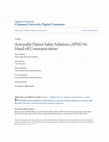 Research paper thumbnail of Actionable Patient Safety Solutions (APSS) #6: Hand-off Communications