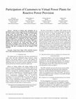 Research paper thumbnail of Participation of Customers to Virtual Power Plants for Reactive Power Provision