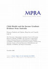 Research paper thumbnail of Child health and the income gradient: Evidence from Australia