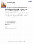 Research paper thumbnail of Affordable Homeownership: An Evaluation of the Near-Term Effects of Shared Equity Programs