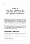 Research paper thumbnail of What does it mean to have a disability when culturally and linguistically diverse