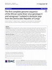 Research paper thumbnail of The first complete genome sequence of the African swine fever virus genotype X and serogroup 7 isolated in domestic pigs from the Democratic Republic of Congo