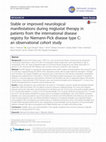 Research paper thumbnail of Stable or improved neurological manifestations during miglustat therapy in patients from the international disease registry for Niemann-Pick disease type C: an observational cohort study