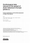 Research paper thumbnail of Ornithological data relevant to the spread of Avian Influenza in Europe (Phase 2)