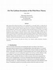 Research paper thumbnail of On the Galilean Invariance of the Pilot-Wave Theory