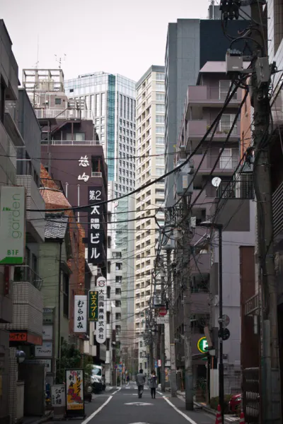 Road flanked by buildings