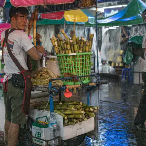 The man selling sugar cane juice