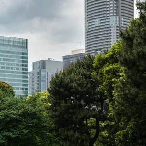 Mother and kid having picnic in Hamarikyu Gardens