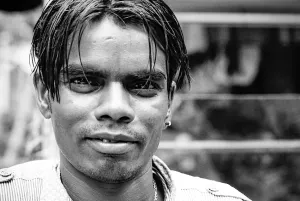 young man with wet hair