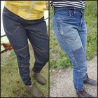 r/rawdenim - 8 years, hundreds of wears, 20-30 washes, 3 times mended. Gamine Slim Slouch Dungaree, size 31/35 Bold Fit. 