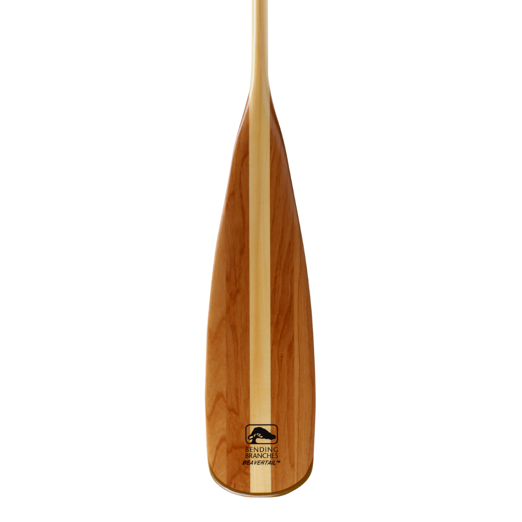 Beavertail wooden canoe paddle blade from the front