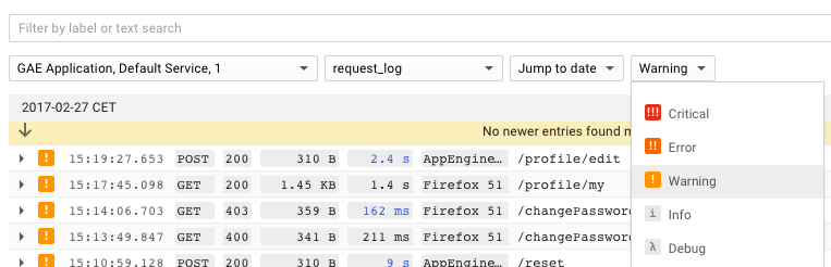 Google Cloud Console - Logging