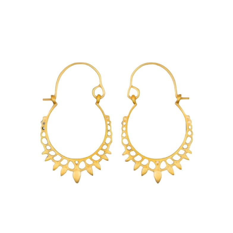 Beautiful Petals Hoop Earrings 18KT Gold over Brass