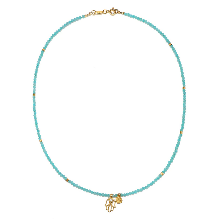 Blessings of Tranquility Hamsa and Amazonite Necklace