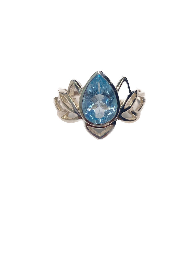 Blue Topaz Lotus Ring