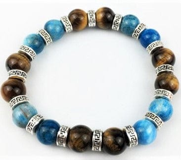 Men's Stone Bracelets Tiger Eye with Apatite - GOLD BEADS