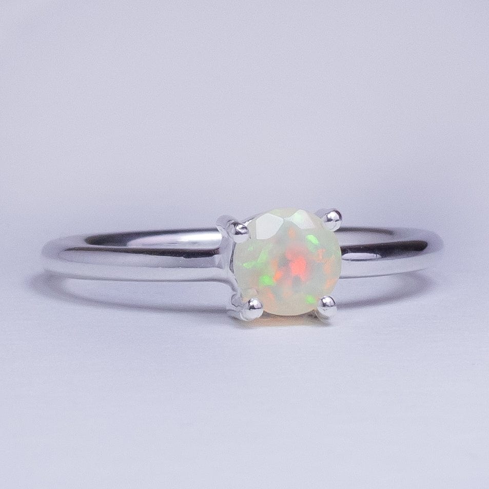 Ethiopian Opal Faceted Stone Sterling Silver Ring