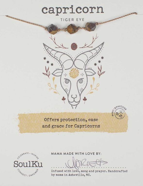 Capricorn Tiger Eye Gemstone Zodiac Necklace