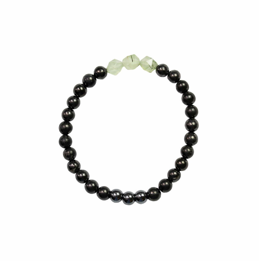 Shungite hematite Prehnite Protectore stretch bracelet