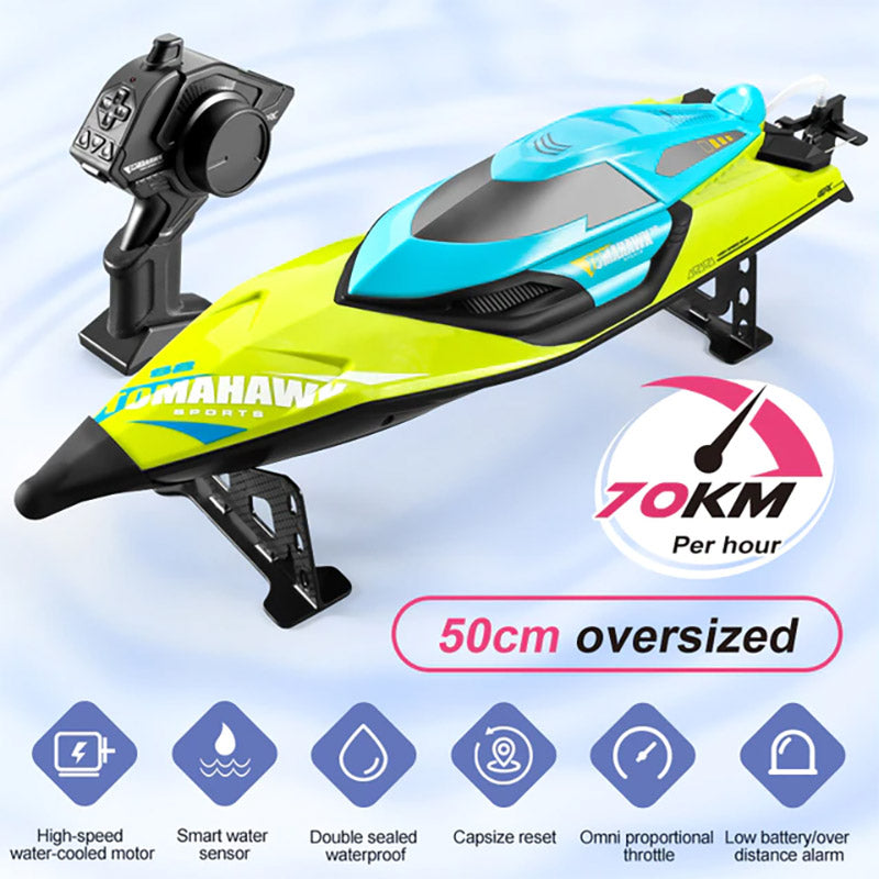 RC Boat High Speed 70KM/H 50CM Large SpeedBoat Waterproof Capsize Reset Racing Boat Toy Gift